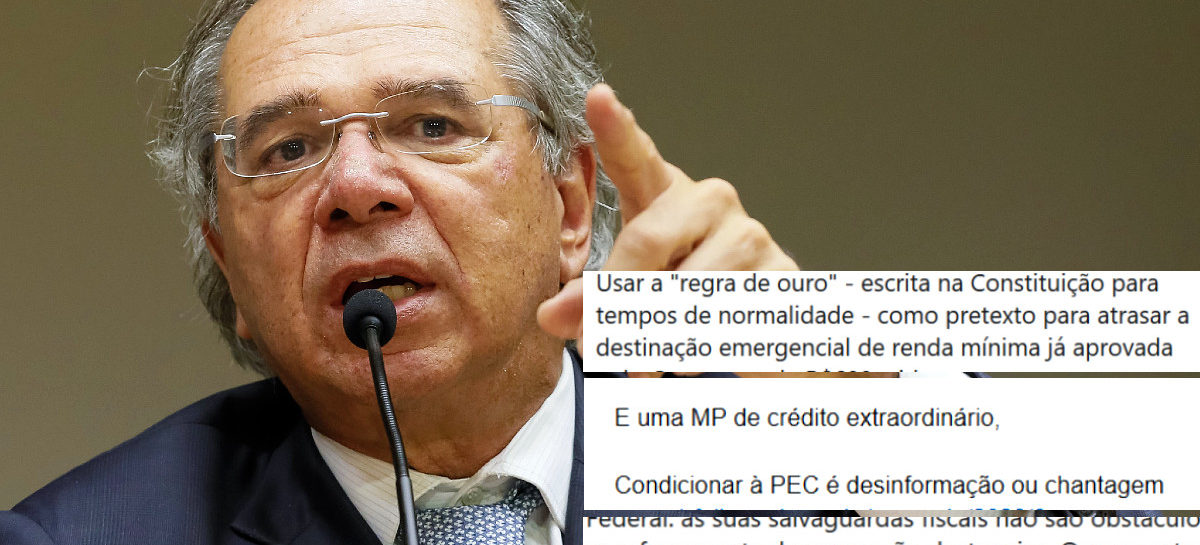 Guedes faz ‘chantagem’ para Congresso pagar renda emergencial. STF e TCU reagem
