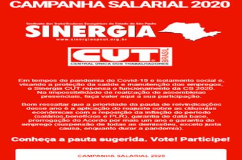 CS 2020: Sinergia CUT realiza assembleia on-line. Veja como participar passo-a-passo
