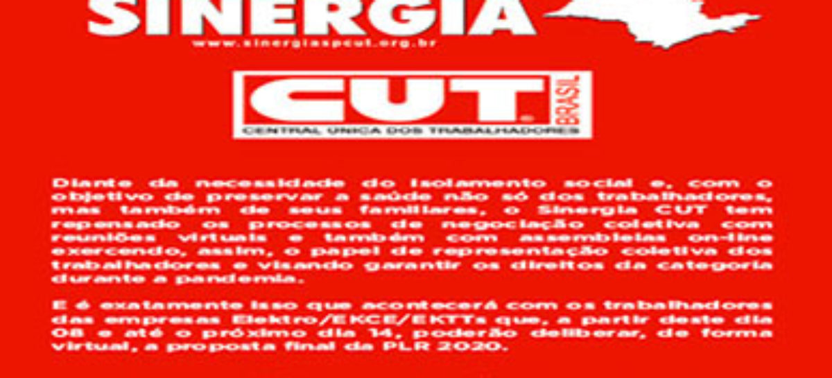 ELEKTRO/EKCE/EKTTs:  Trabalhadores deliberam proposta final da PLR 2020. Votação é on-line!