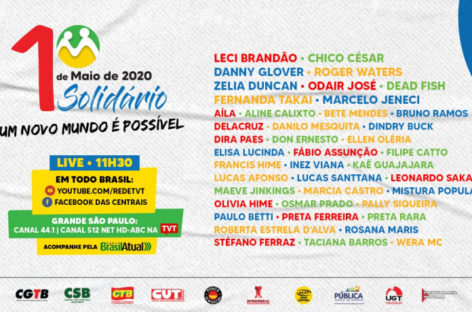 Live da CUT Nacional e demais centrais terá artistas de todo o País neste 1º de Maio