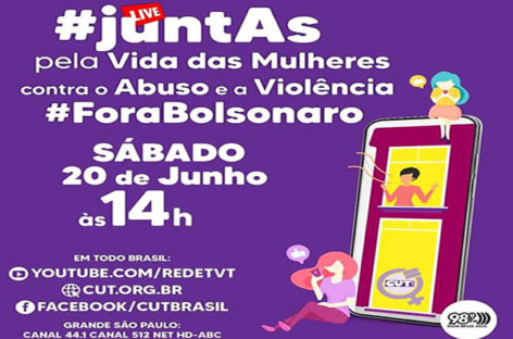 Assista live da CUT com sindicalistas, artistas e parlamentares neste sábado (20)