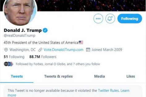 Trump é banido do Facebook e Instagran. Twitter suspende conta por 12h