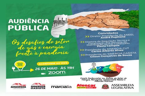 “Os Desafios do Setor de Gás e Energia frente à Pandemia” é tema de Audiência Pública na próxima quarta-feira (26)