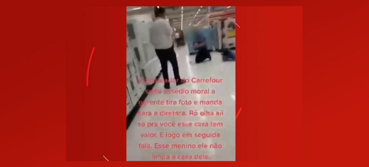 Vendedor do Carrefour é humilhado por gerente enquanto limpa chão de joelhos em MS
