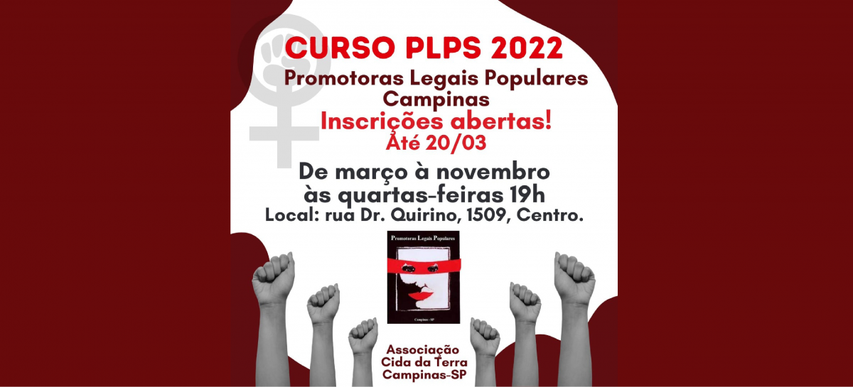 Pré-inscrições para o curso de Formação de Promotoras Legais Populares de Campinas estão abertas até o próximo dia 20