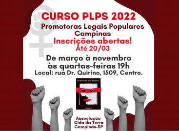 Pré-inscrições para o curso de Formação de Promotoras Legais Populares de Campinas estão abertas até o próximo dia 20