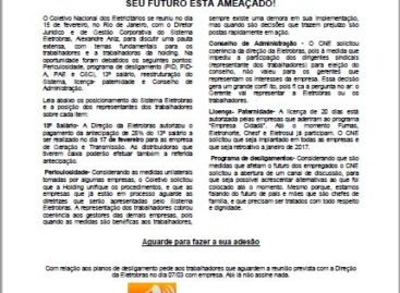 Boletim CNE: Seu futuro está ameaçado!