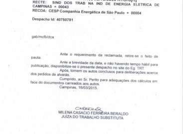Peri Cesp: Audiência é cancelada pela Justiça do Trabalho