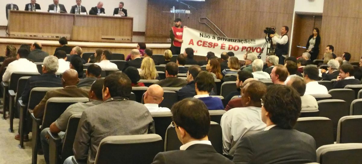 Sinergia CUT cobra garantia de direitos para trabalhadores e protesta contra privatização da Cesp