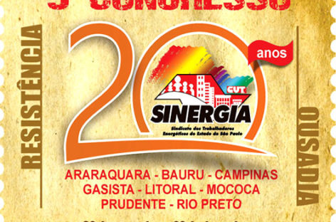 5º Congresso do Sinergia CUT começa nesta quinta (30) em Praia Grande